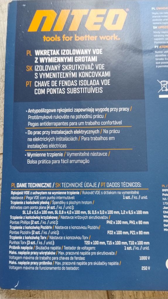 Wkrętak izolowany VDE z wymiennymi grotami