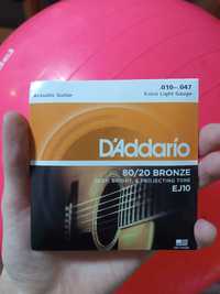 Струны для акустической гитары daddario ej10 калибр 10-47 оригинал США