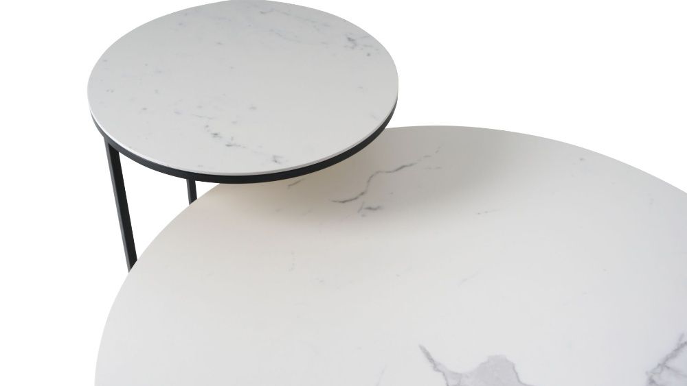 Podwójny stolik kawowy spiek kwarcowy okrągły