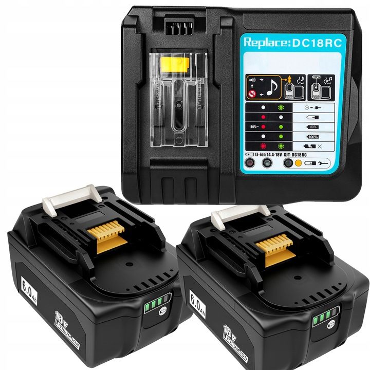 2x Akumulator Bateria Do Makita 18v 6ah Bl1840 Bl1850+ Ładowarka 14.4