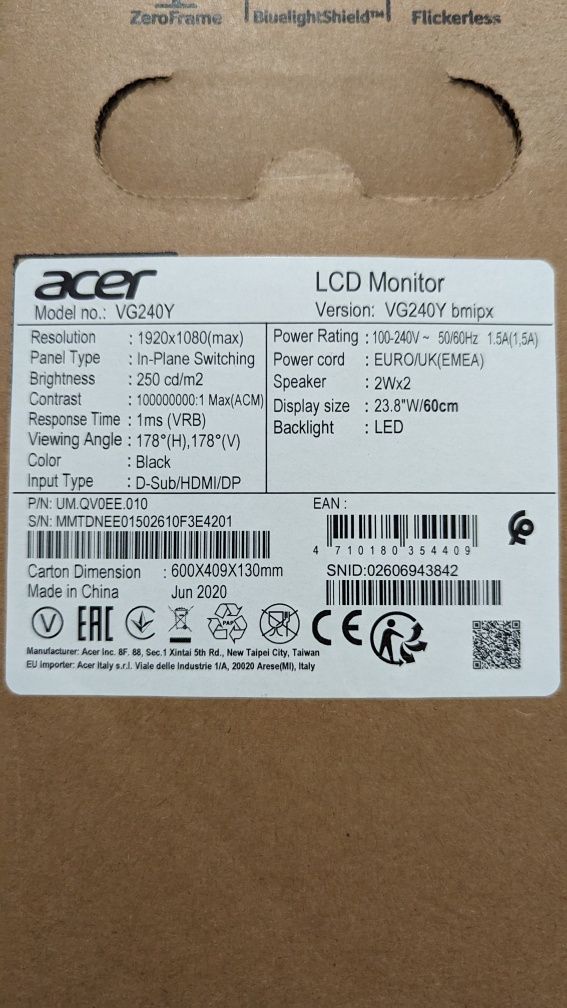 Monitor gamingowy Acer Nitro VG240Y 24' IPS