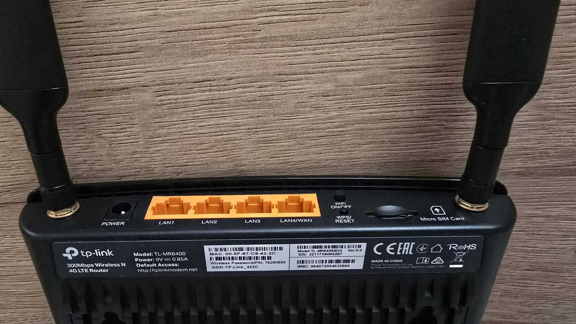 Bezprzewodowy router RUTER 4G LTE TP-LINK model TL-MR 6400 ver 5.0