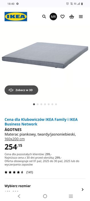 Materac ÅGOTNES Ikea nowy