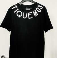 Koszulka Moschino Boutique, oversize, czarna, biale naszyte logo ,38
