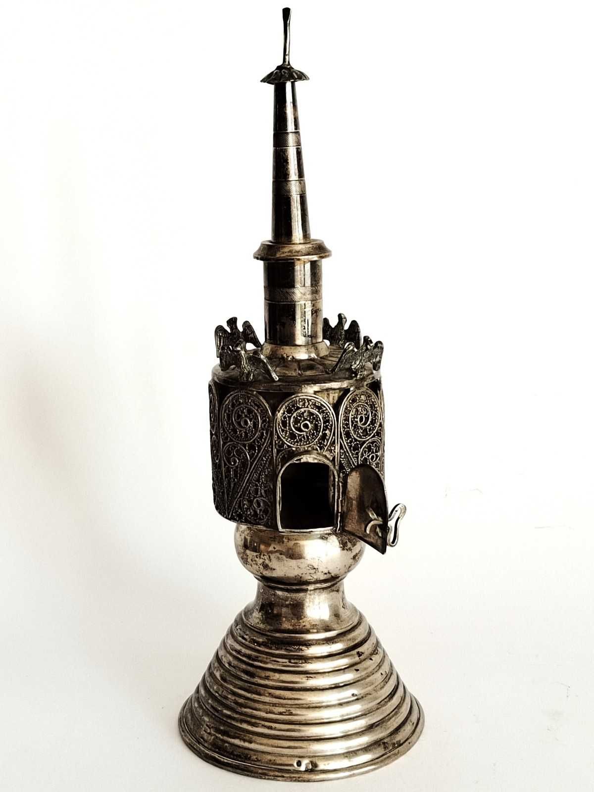 Srebrna wieża na przyprawy – Judaica, Austro-Węgry, 800