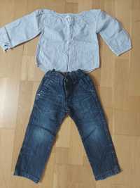 Koszula H&M, paski, 92, jeansy Zara 98