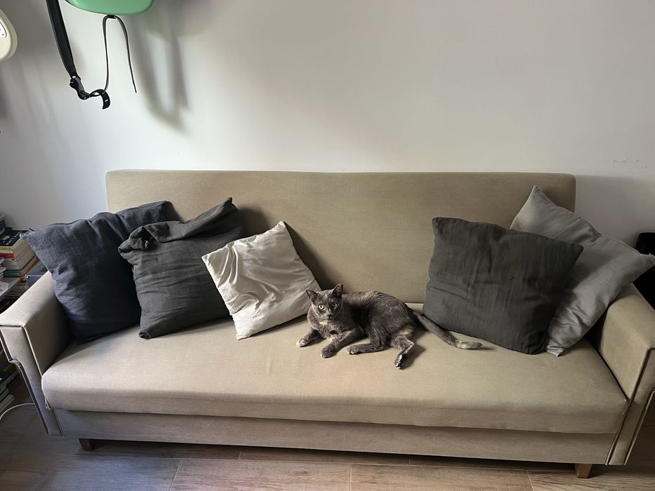 Sofá-cama vintage clic-clac bege