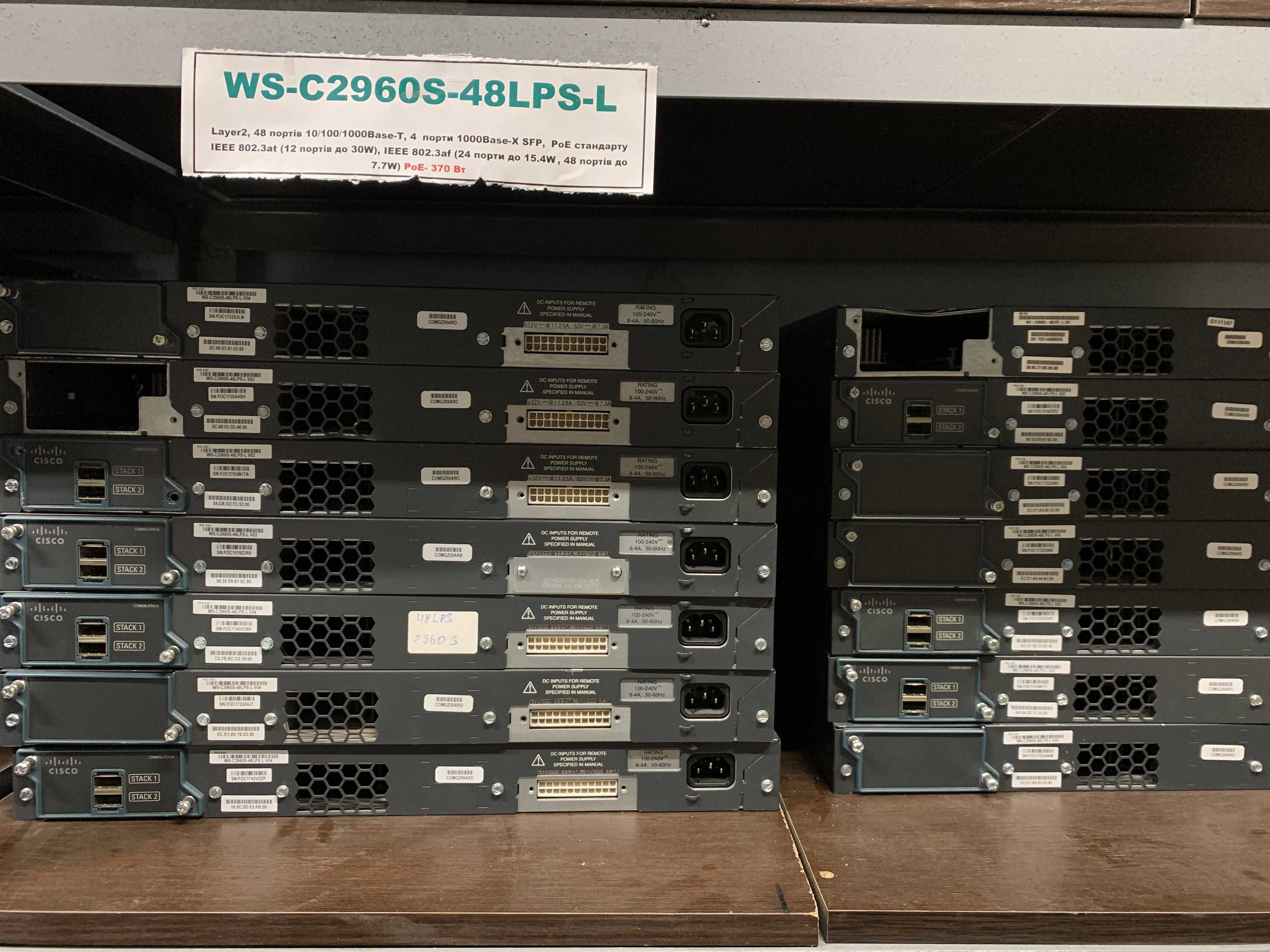 Комутатор Cisco Catalyst WS-C2960S-48LPS-L Є КІЛЬКІСТЬ