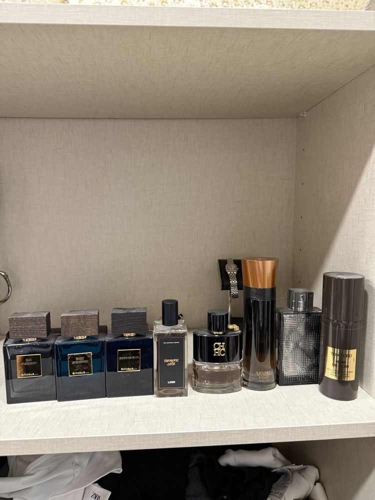 Perfumes tom ford, armani, CH, rituals