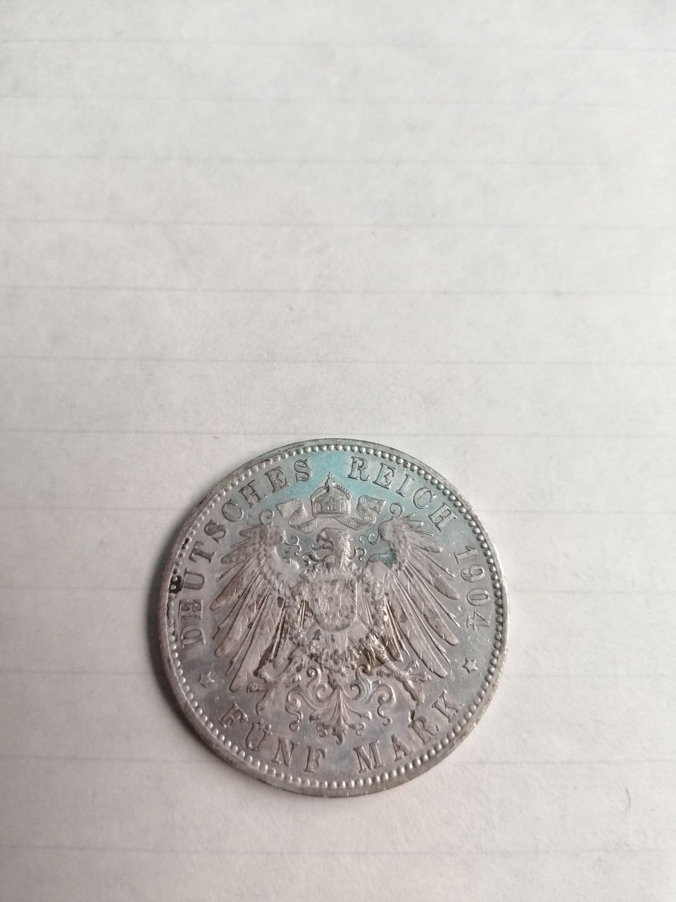 5 marek 1904 Hamburg srebrna moneta antyk staroć Cesarstwo Niemieckie