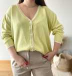 Sweter kardigan pastelowy na guziki oversize bawełniany damski 46 3XL