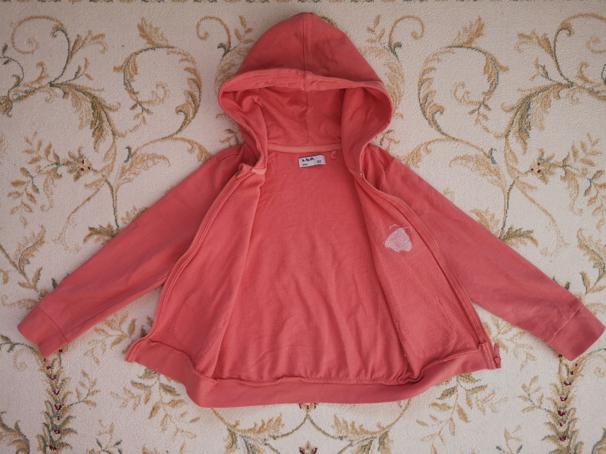 Dziecięca bluza rozpinana, z kapturem: 5.10.15 rozm.122 brzoskwiniowa