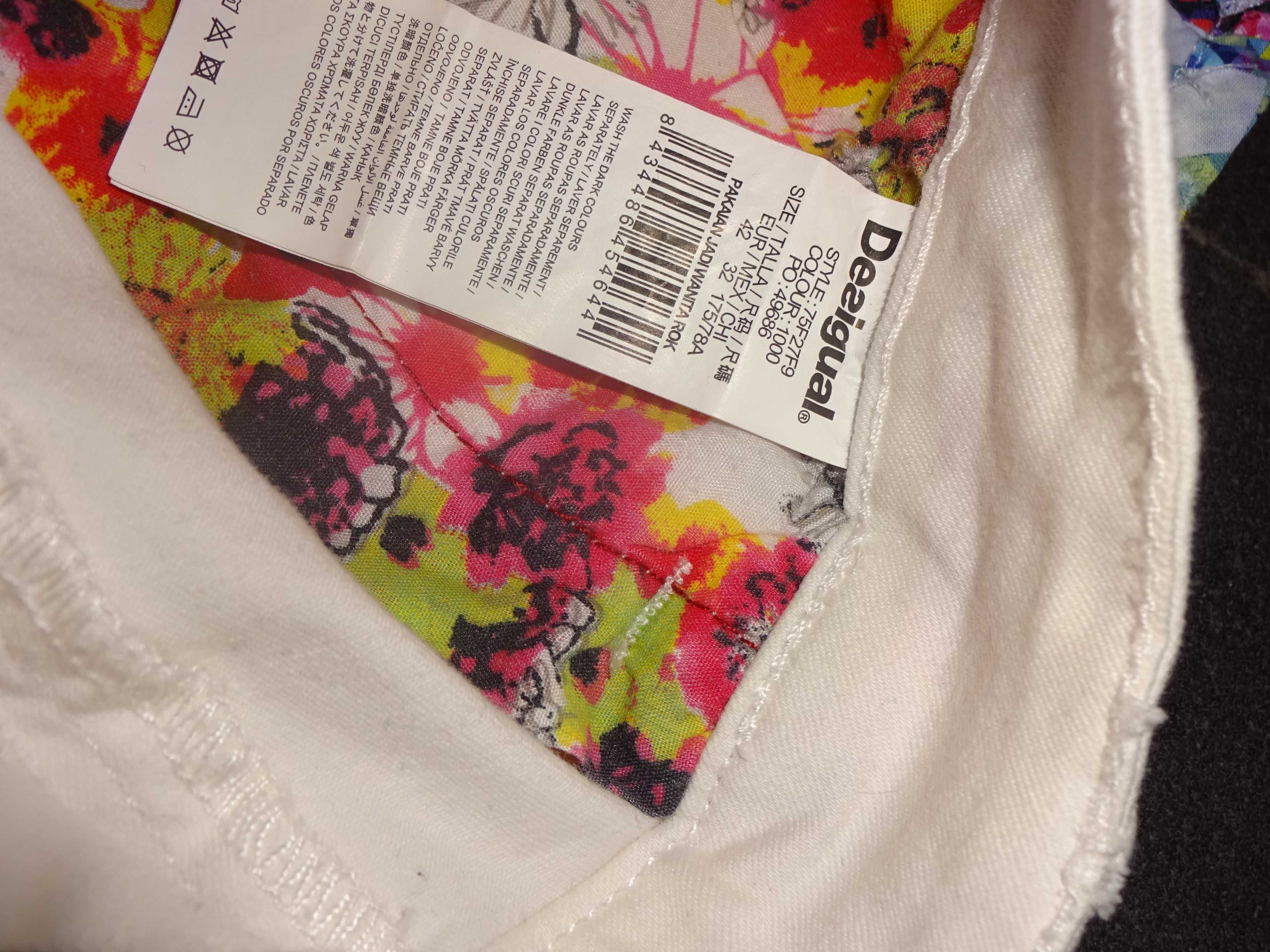 DESIGUAL haftowana falbana kolorowe hafty krótka spódnica EUR 42