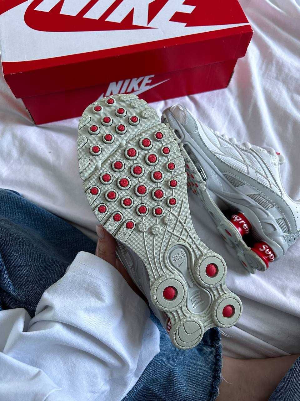 Чоловічі кросівки Nike x Supreme Shox Ride 2 SP білий з сірим Q217 ТОП