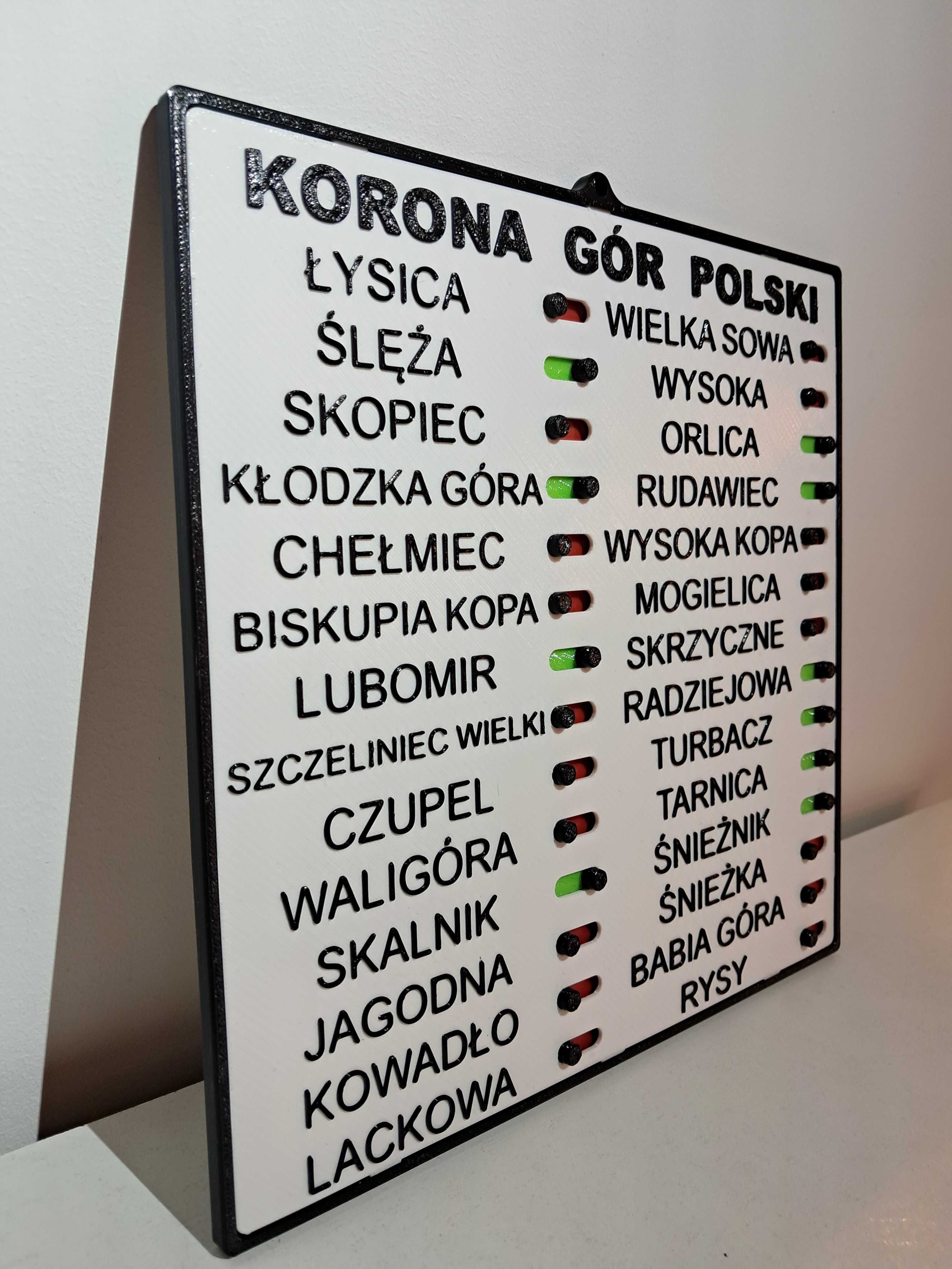 Korona Gór Polski KGP checklista motywator prezent  druk 3d WISZĄCA