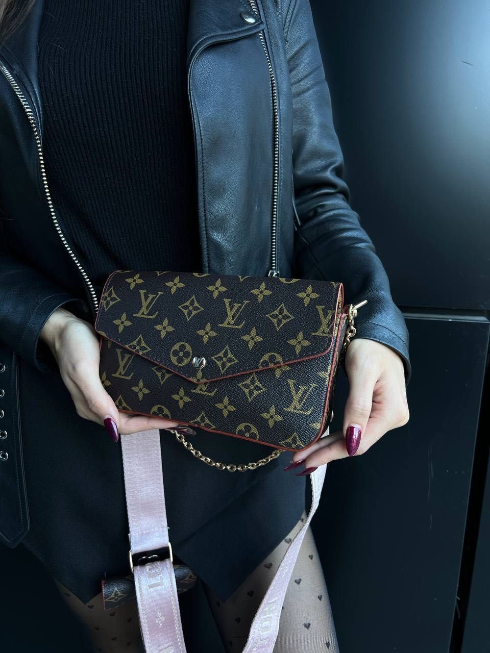 LV Felicie Monogram Brown Damska torebka , nerka torba na pasku