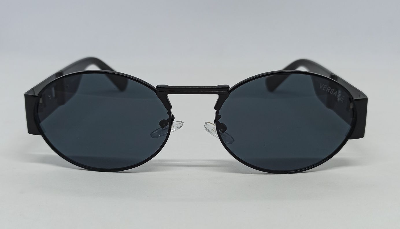 Versace унисекс брендовые  очки линзы черные  в черном метал с золотом