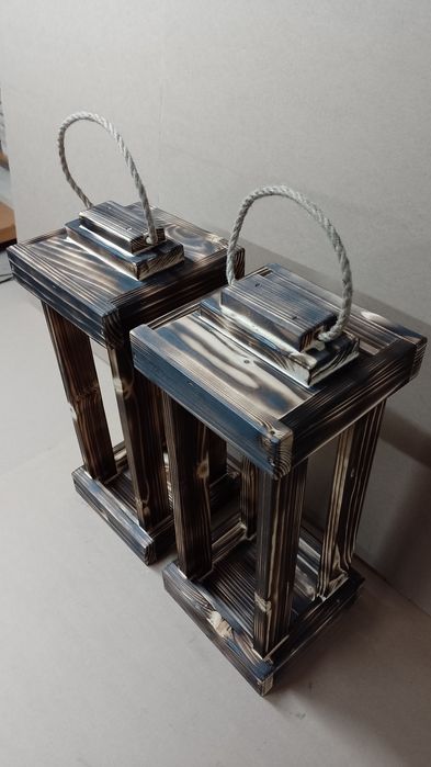 Lampion 46cm drewniany XXL 20x20cm z drewna  baza deska stroik latarni