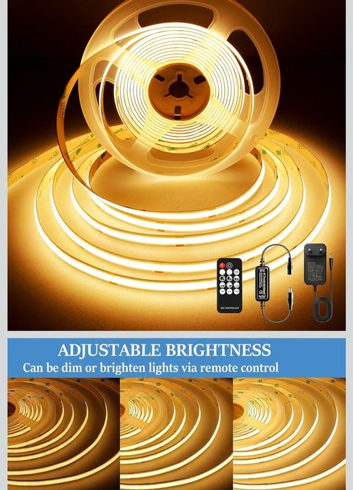 Taśma LED AXMOTUT COB 5m, ciepła biel 2700K 24V 320LEDs/M Taśma LED CR