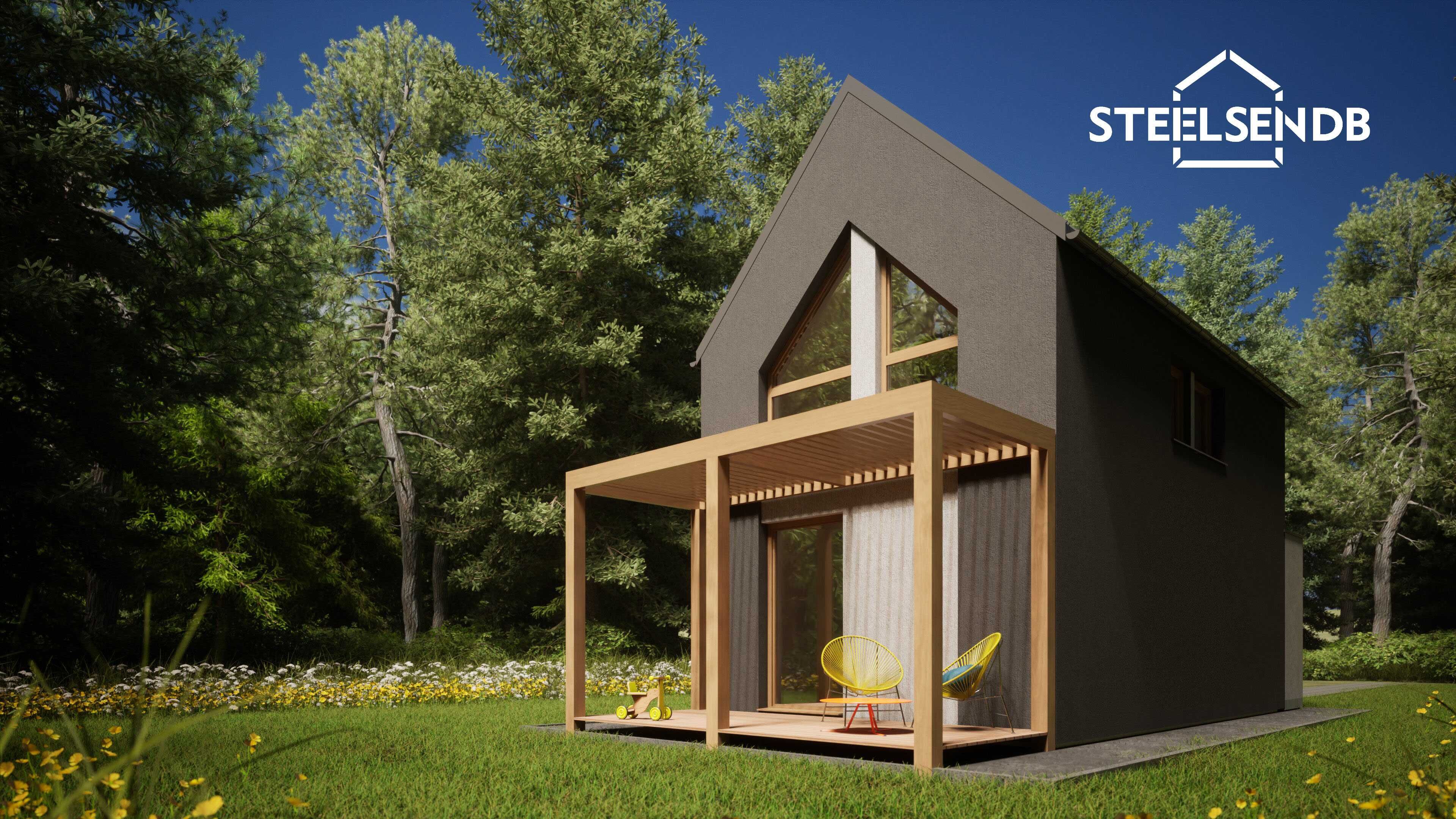Domek całoroczny STODOŁA na konstrukcji stalowej 47,4m2