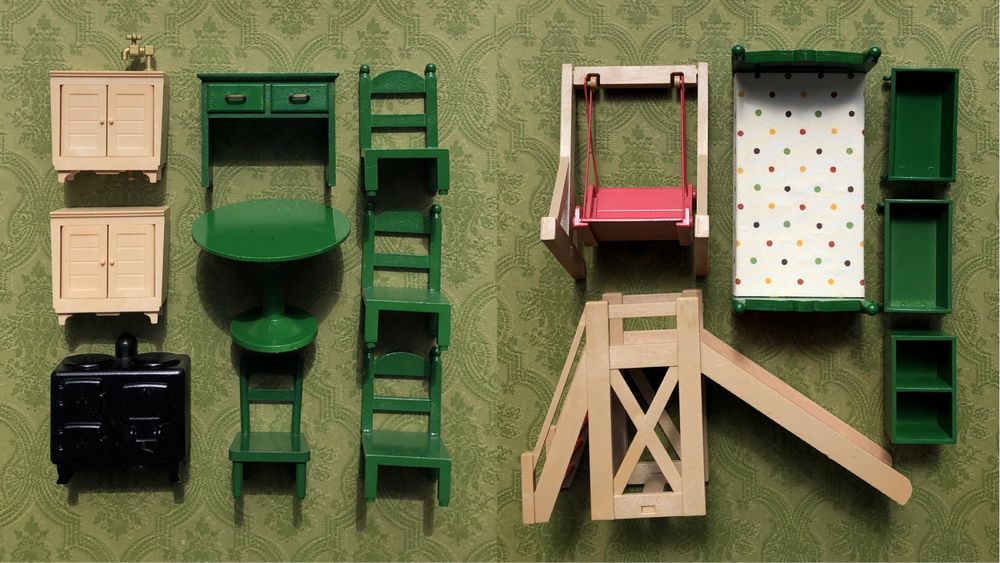 Domek Sylvanian Families Epoch 1985 vintage rodzina królików huśtawka