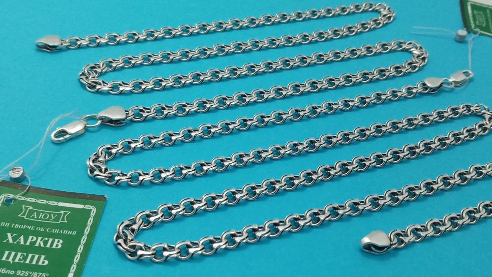 Серебряная цепочка бисмарк Мужская цепочка Серебро 925 пробы