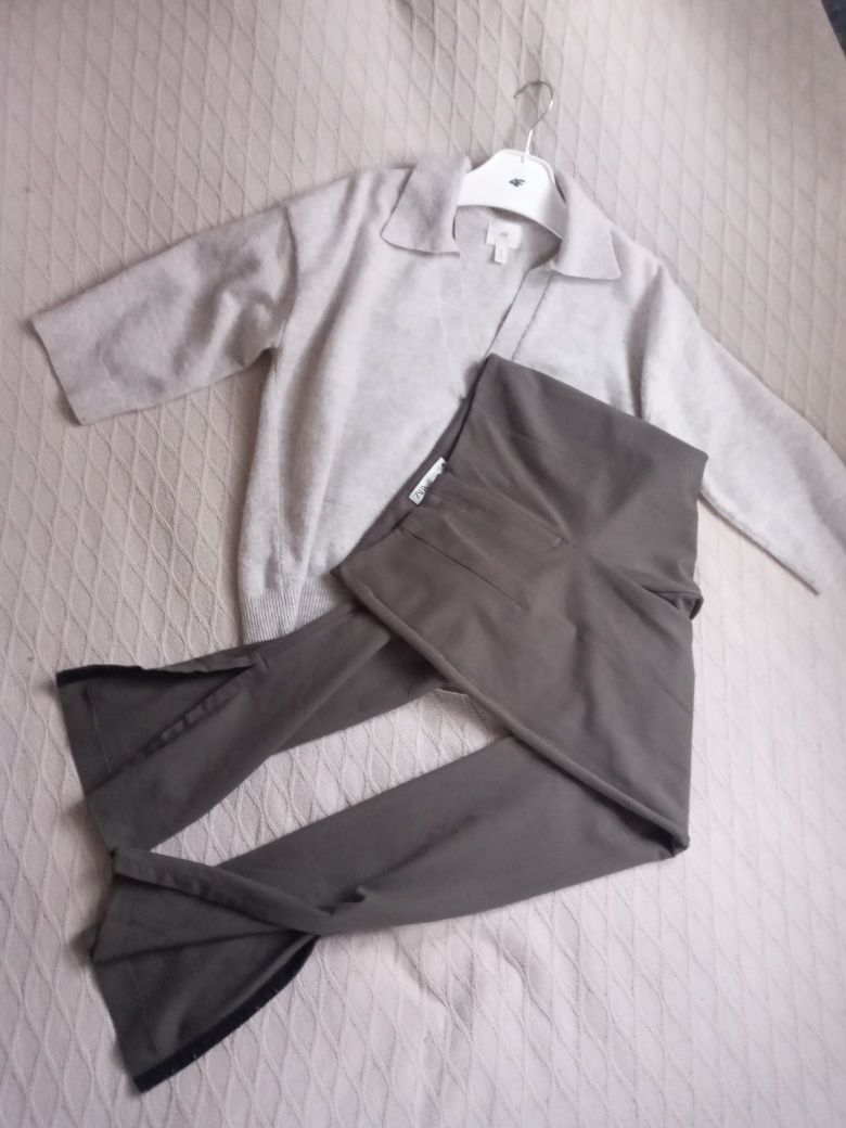 Miękki sweter H&M z kołnierzem Piaskowobeżowy melanż rozmiar M