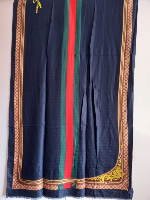 Gucci палантин 180х86 см шарф кашемир шелк двусторонний