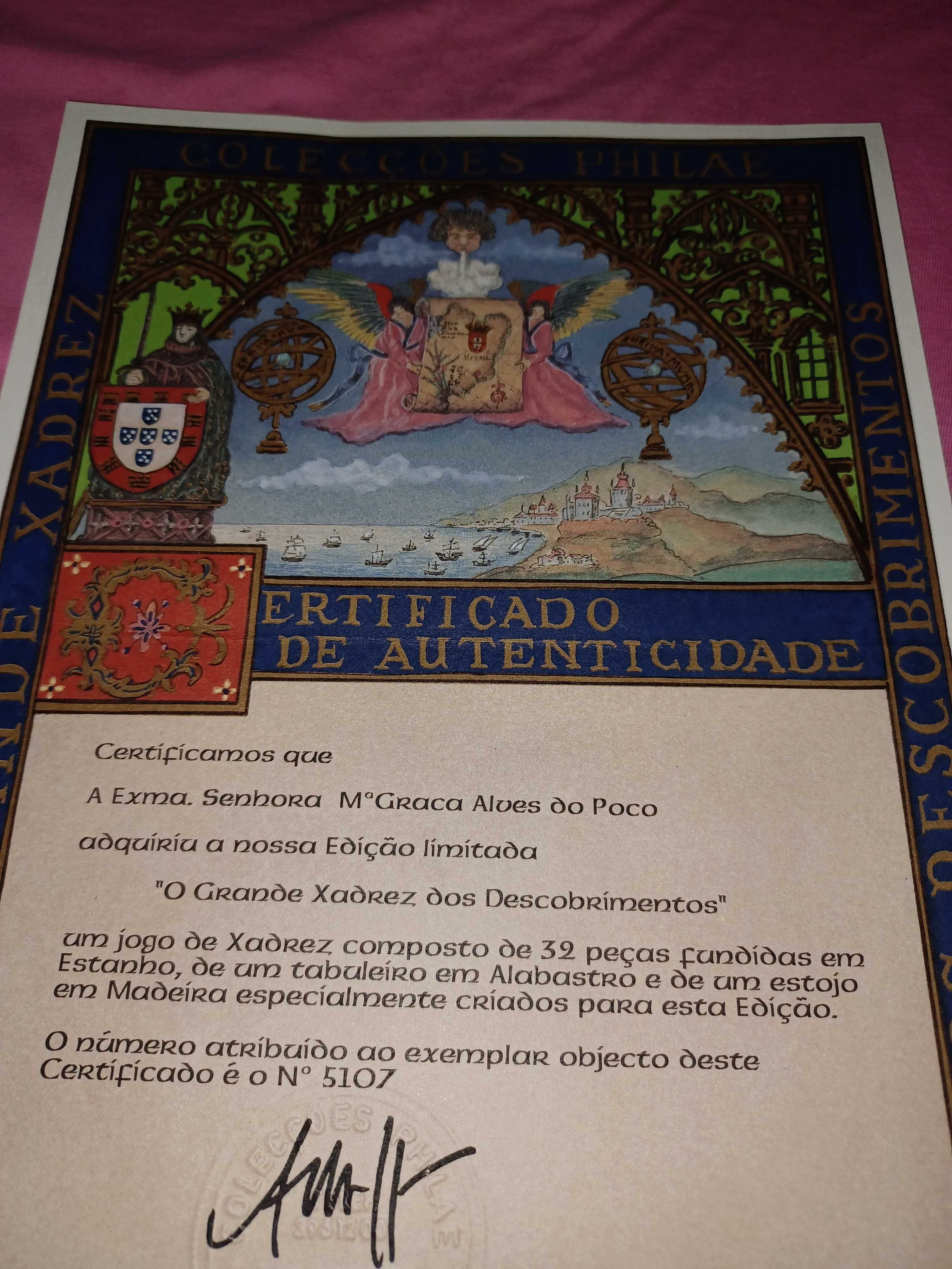 Tabuleiro xadrez inédito e único em alabastro e estanho