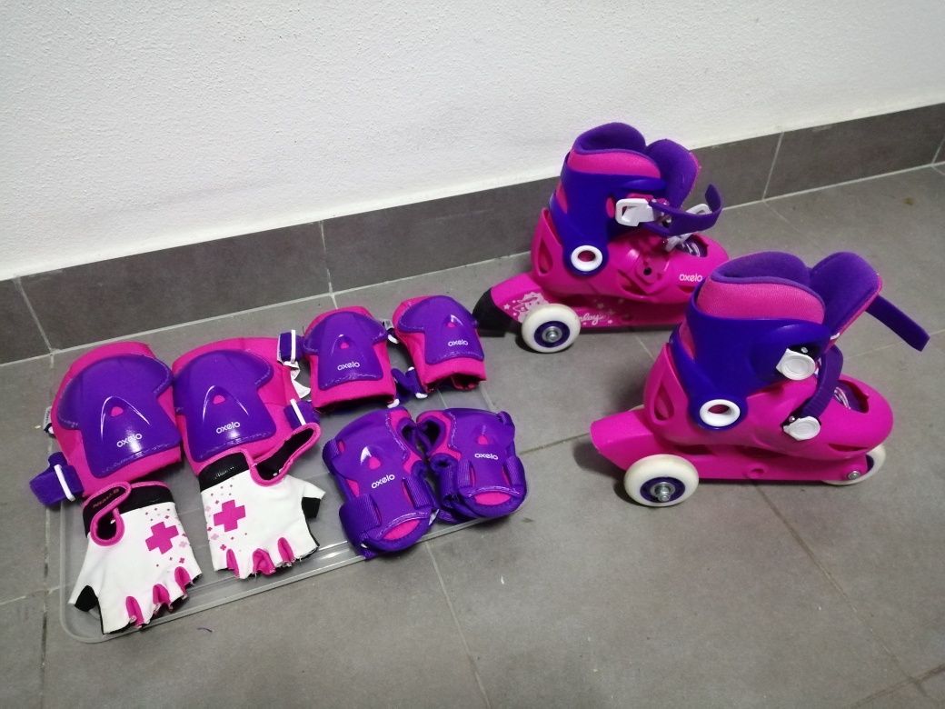 Patins de criança 24-26 e proteções