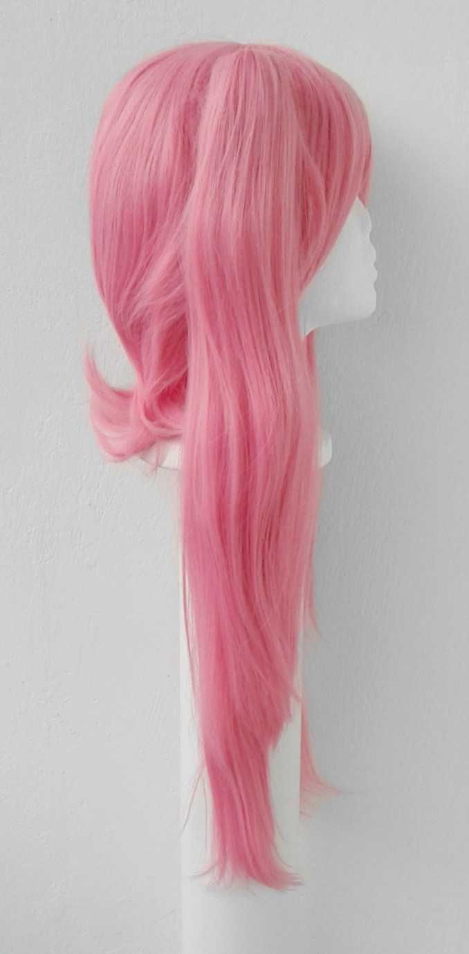 Różowa peruka z dwoma dwiema kitkami z grzywką wig cosplay