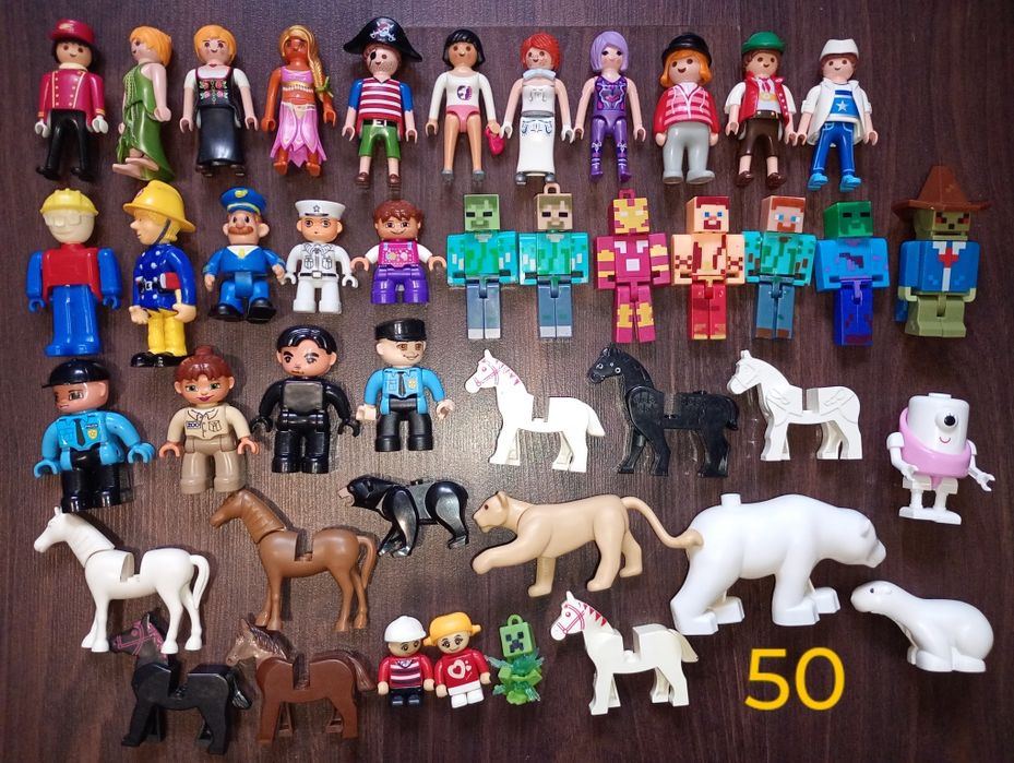 Лего Lego чоловічки великі і маленькі, сквіши тварини