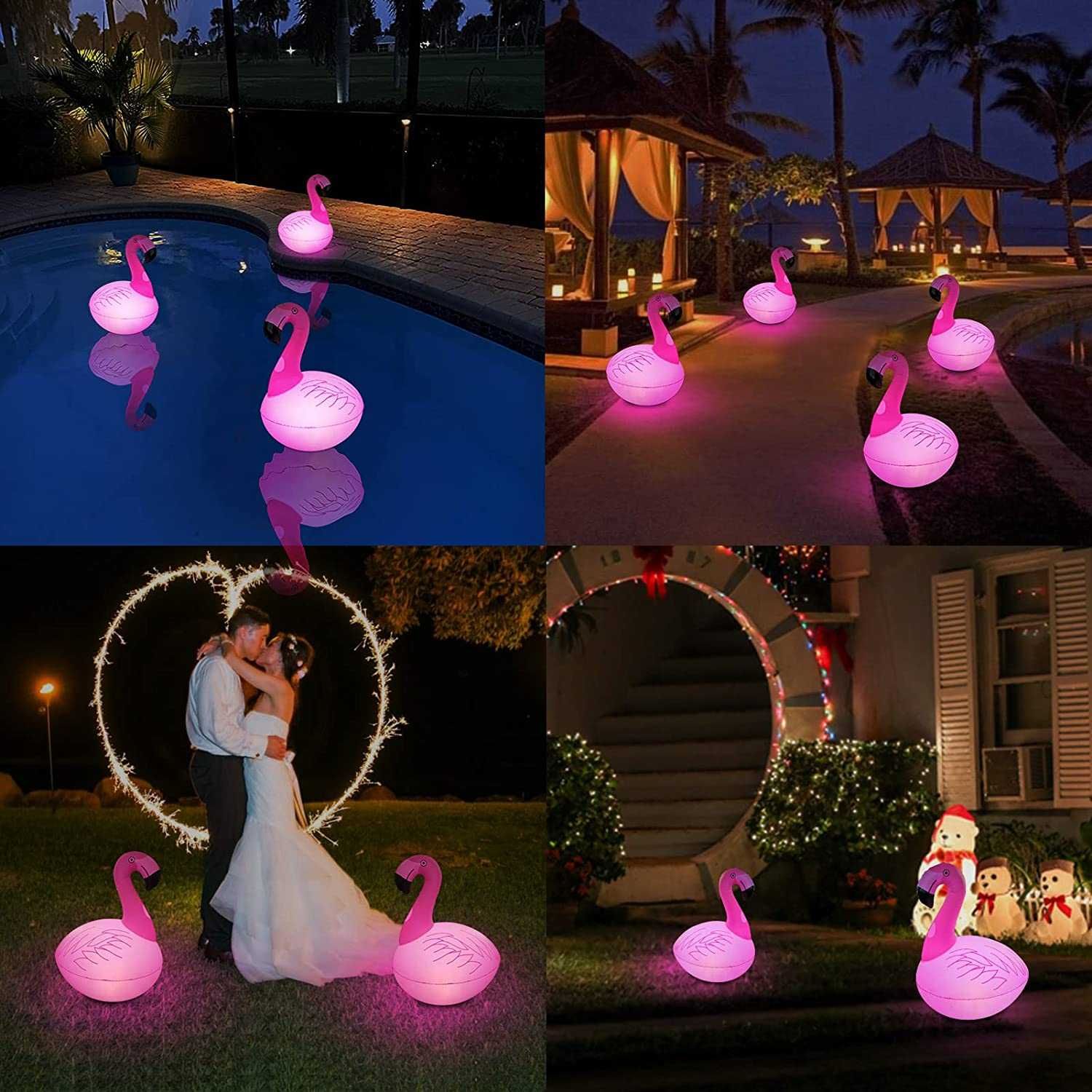 Luzes flutuantes flamingo, candeeiro solar impermeável (2 peças)