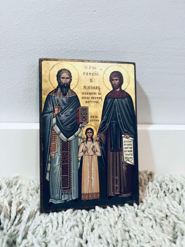 Piękna prawoslawna ikona antyk pisana obraz religijny
