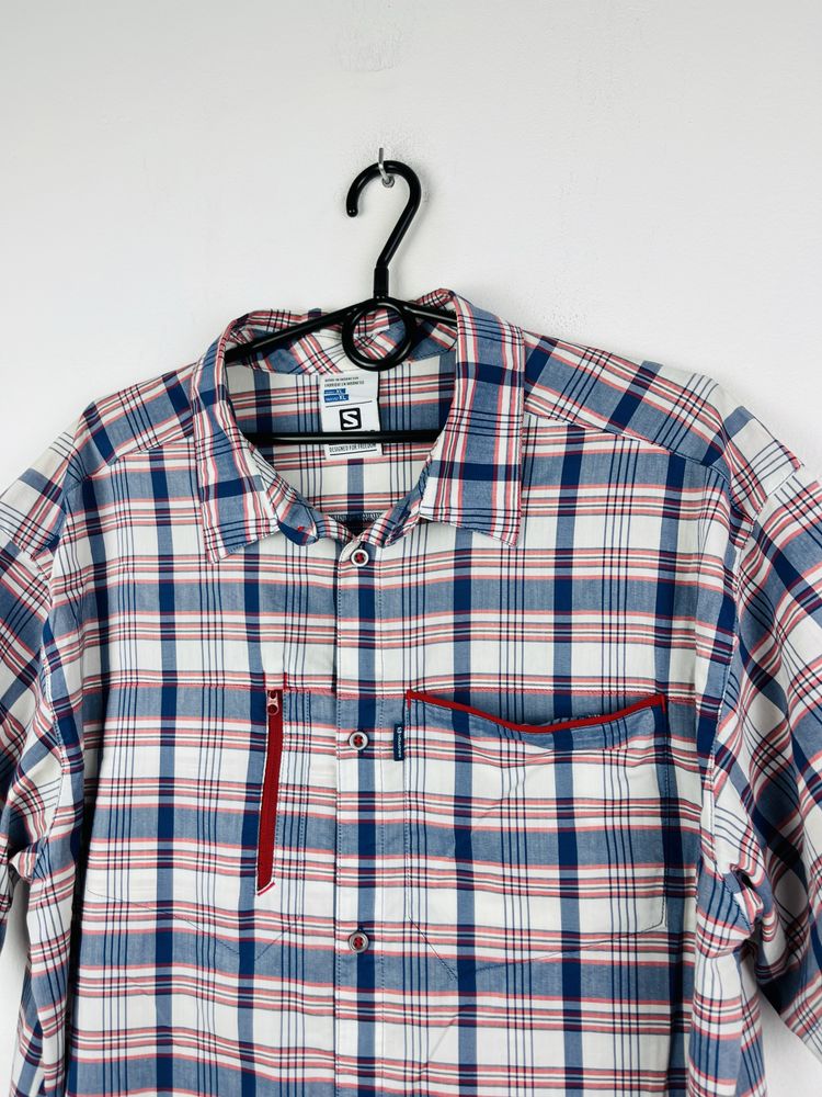 Biała koszula w kratę męska trekkingowa Salomon shirt rozmiar XL fit L