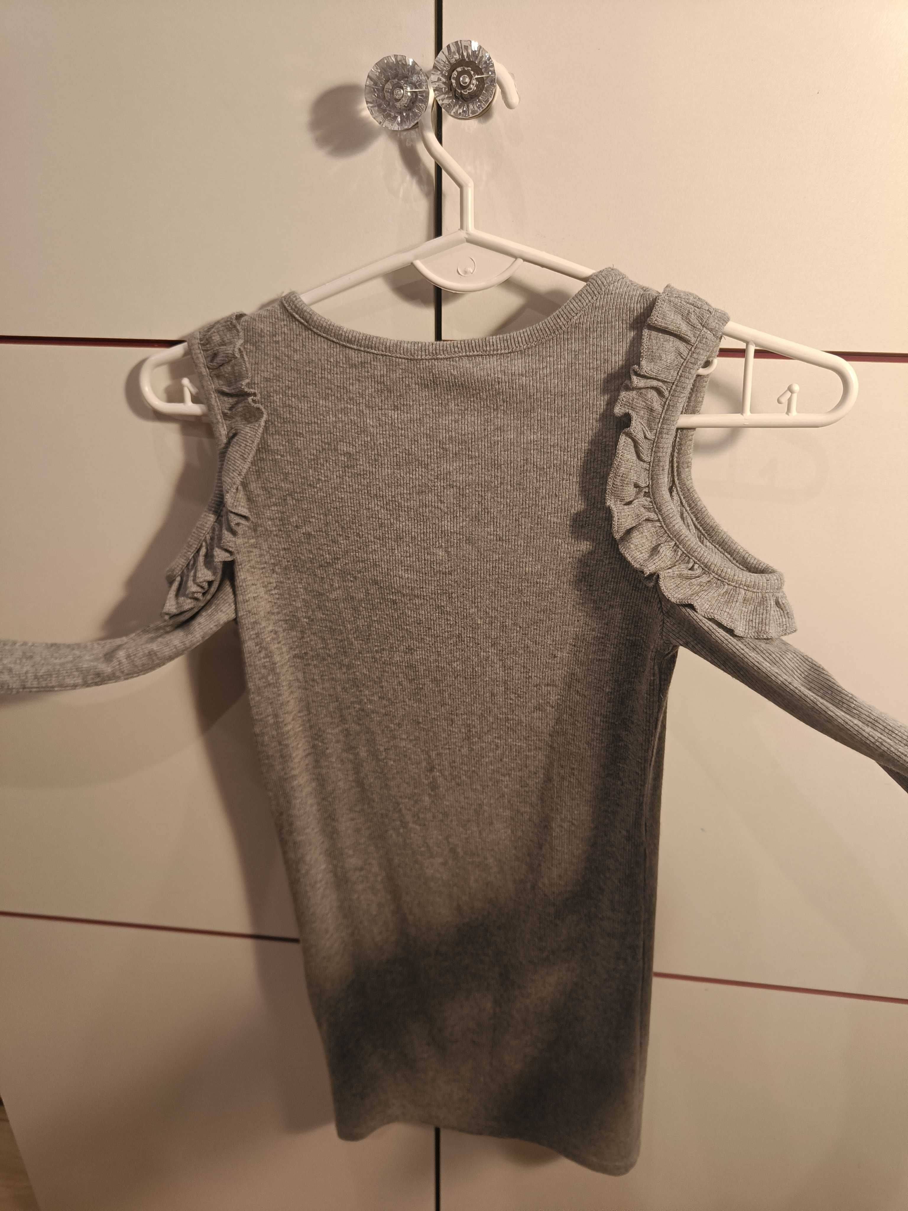 Sukienka siwa popielata dla dziewczynki bawełna