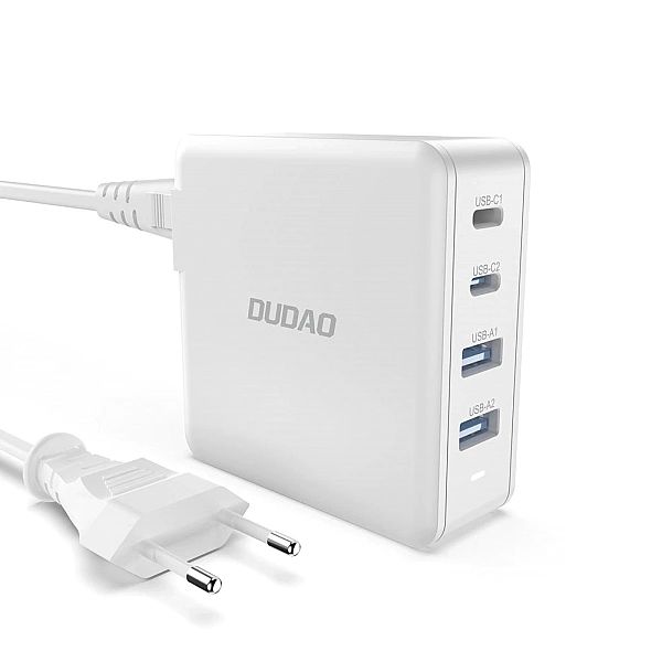 Szybka ładowarka sieciowa GaN 100W 2 x USB-C / 2 x USB Dudao A100EU -