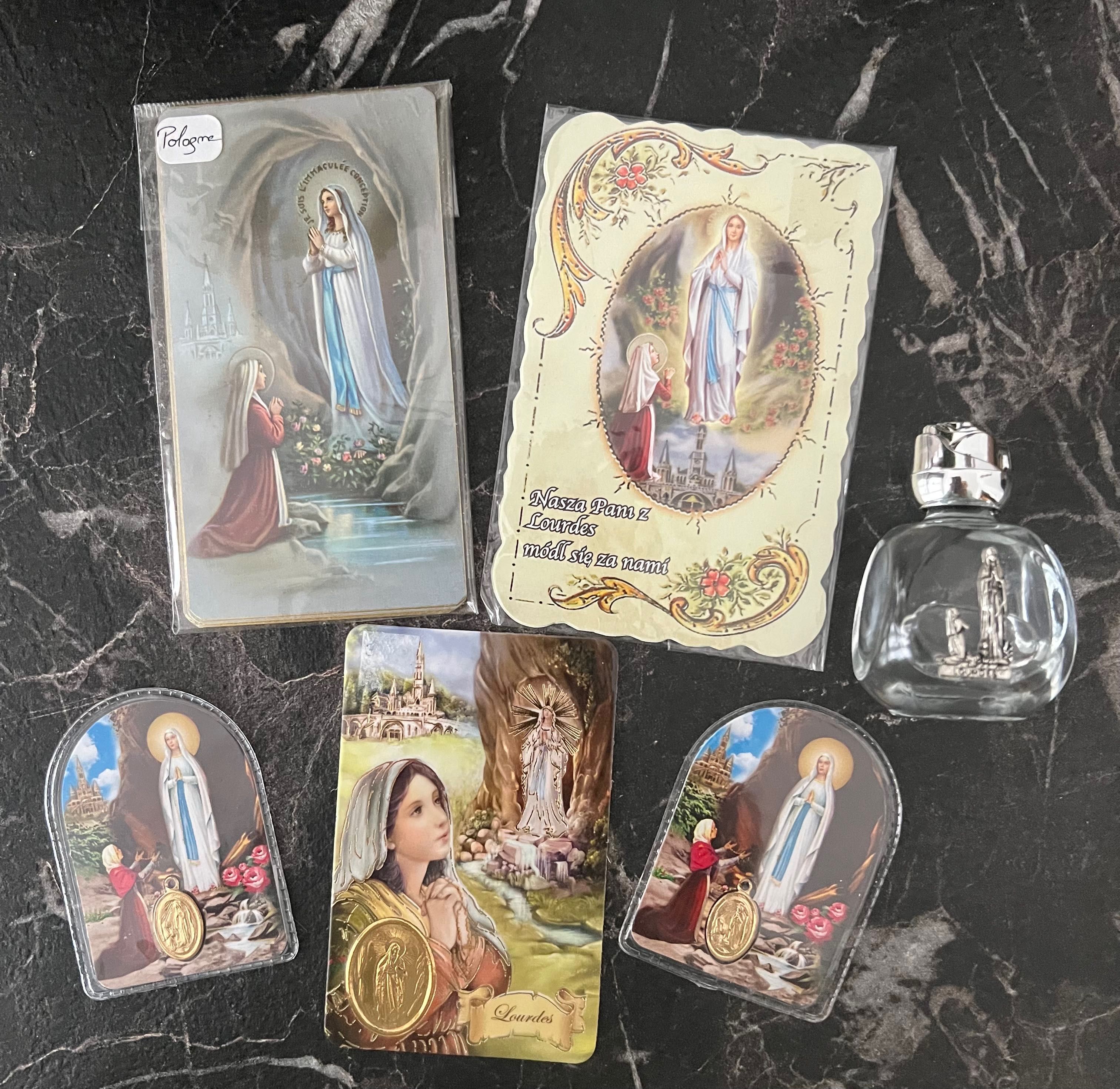 Obrazki święcone medaliki woda z Lourdes