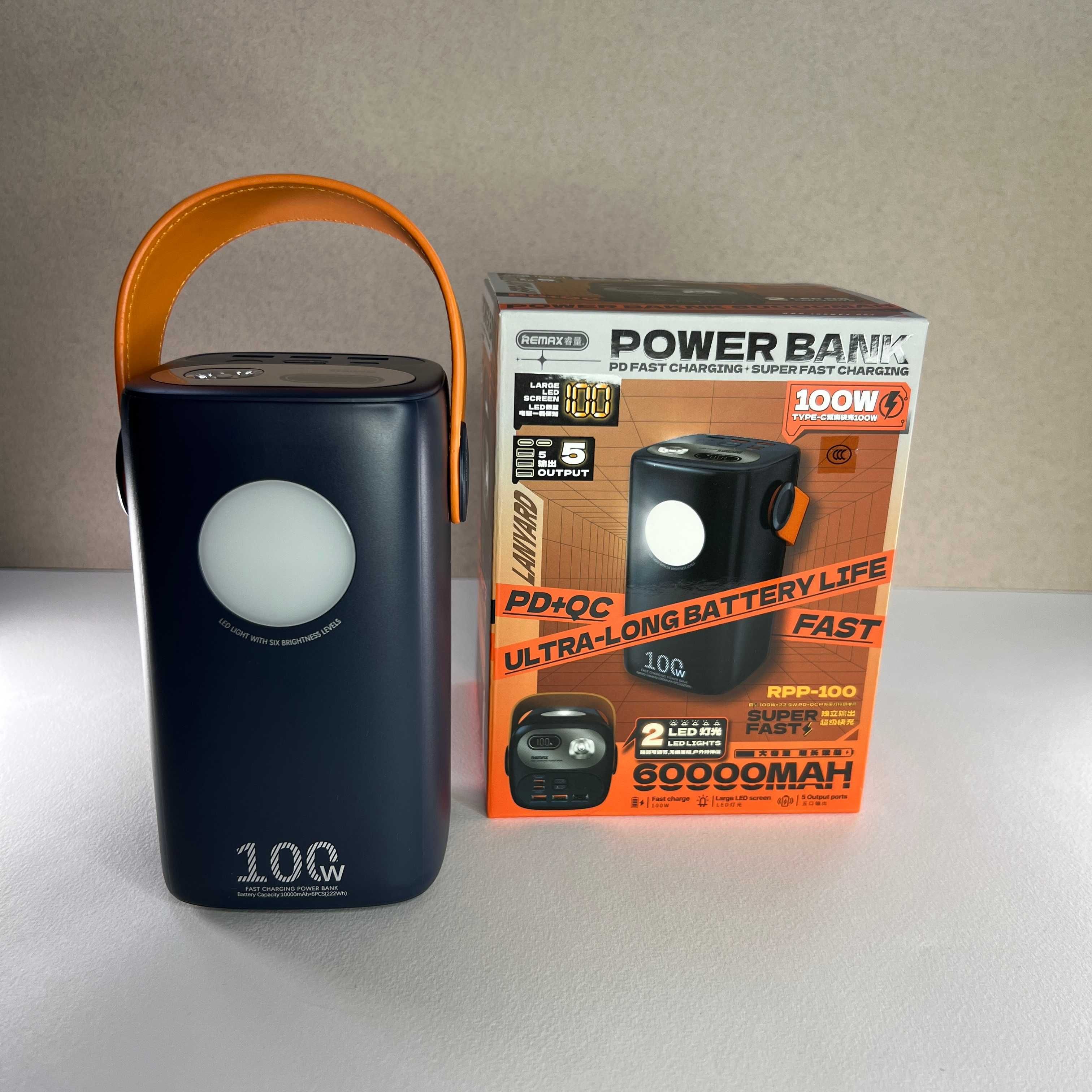 Повербанк для Ноутбука 60000 mAh 100W 3USB/2Type-C швидка зарядка