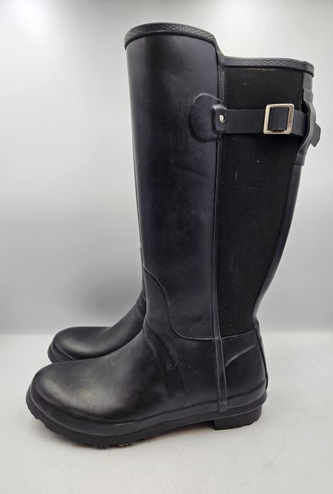 Kalosze Damskie Wysokie Z Elastyczną Wstawką Tchibo Czarne Rozmiar 40