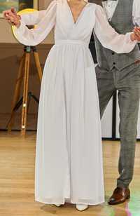 Prosta szyfonowa biała suknia ślubna Kulunove Alissa roz. XS/S