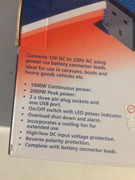 Draper Przetwornik napięcia prądu stałego 12V DC 230V AC 1000 W