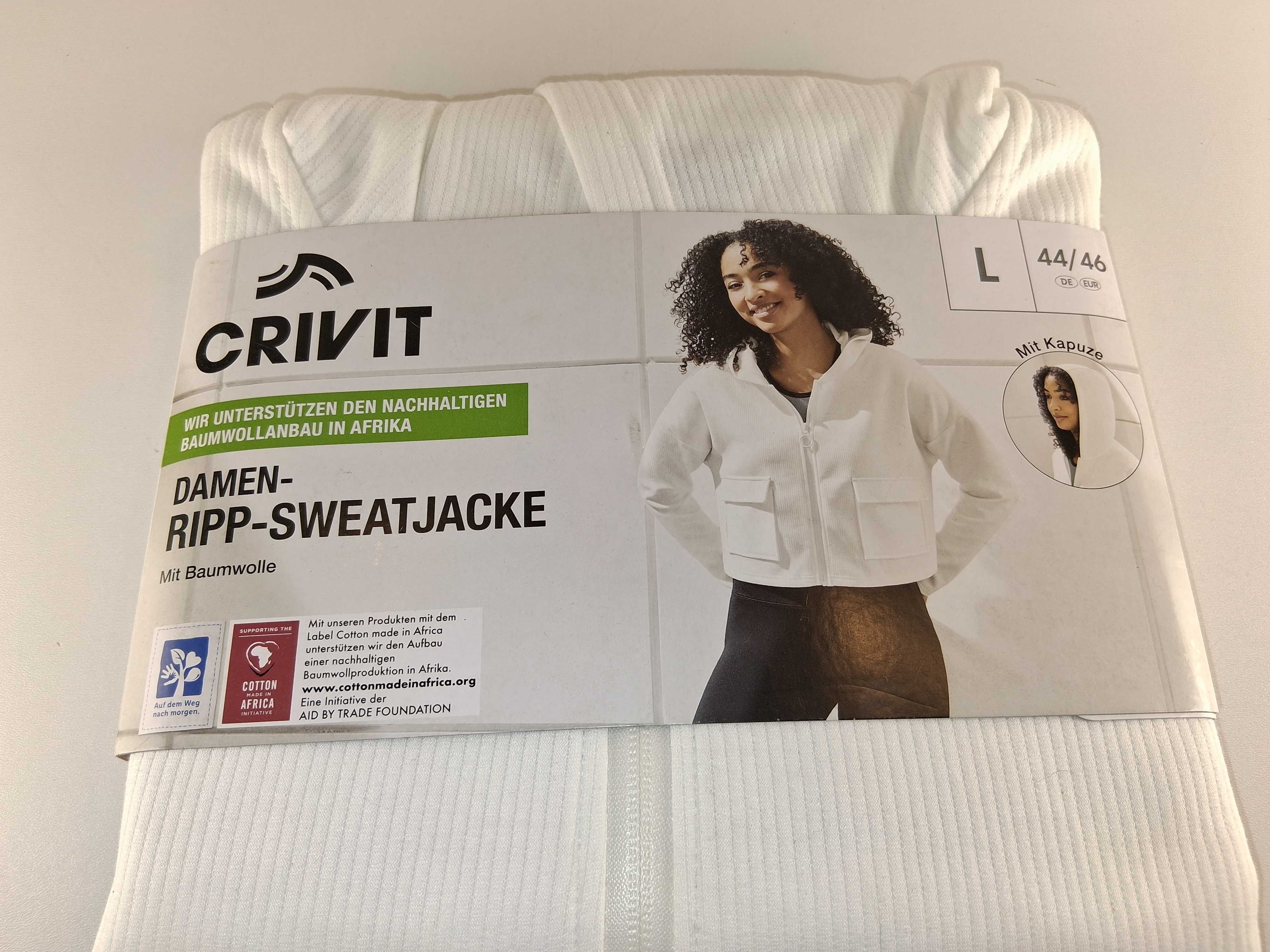 A236 CRIVIT Damska Bluza Rozpinana Z Kapturem L 44/46