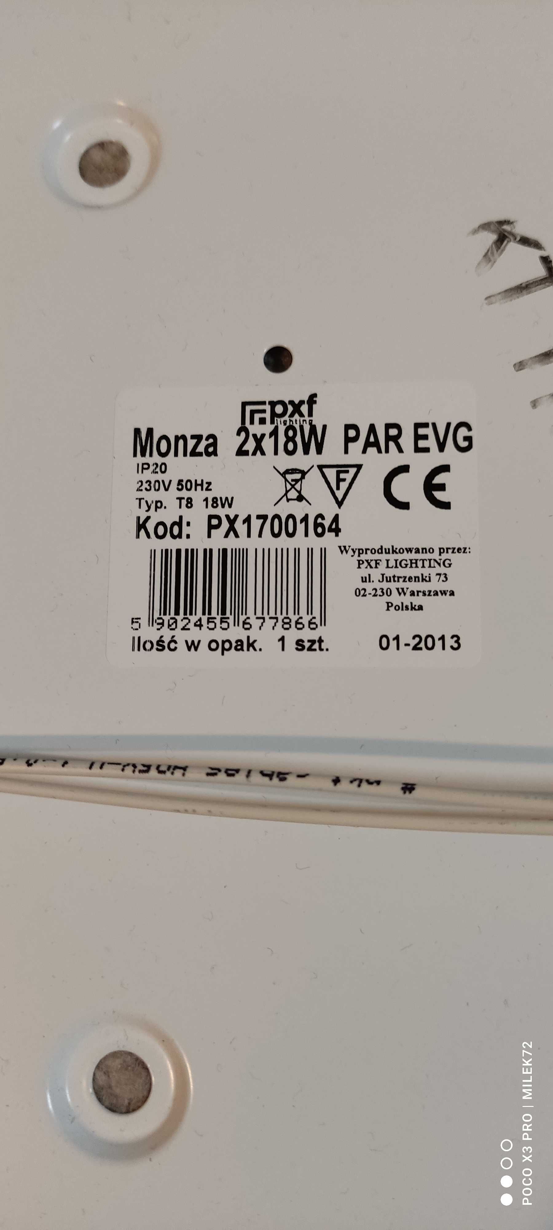 Oprawa rastrowa Monza 2x18W Par EVG - nowa + Gratis świetlówki Osram