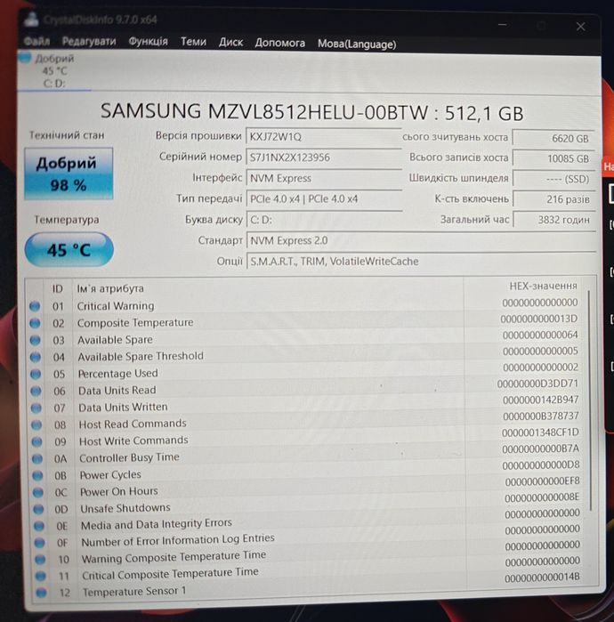 Накопичувач SSD M.2 2280 512GB PM9C1 Samsung (MZVL8512HELU