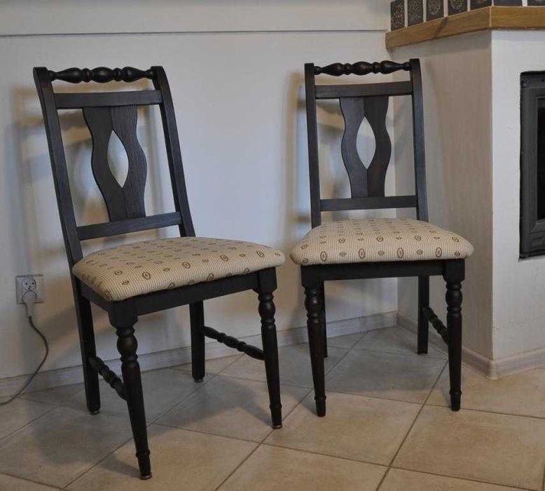 Krzesła drewniane tapicerowane do salonu, jadalni , ciemny brąz