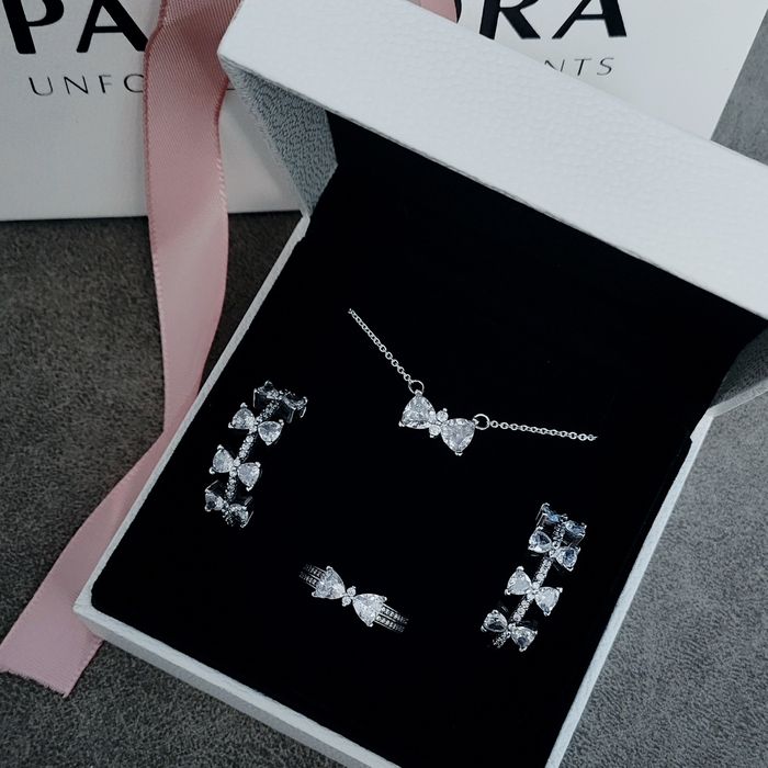 Пандора бант каблучка сережки підвіска комплект