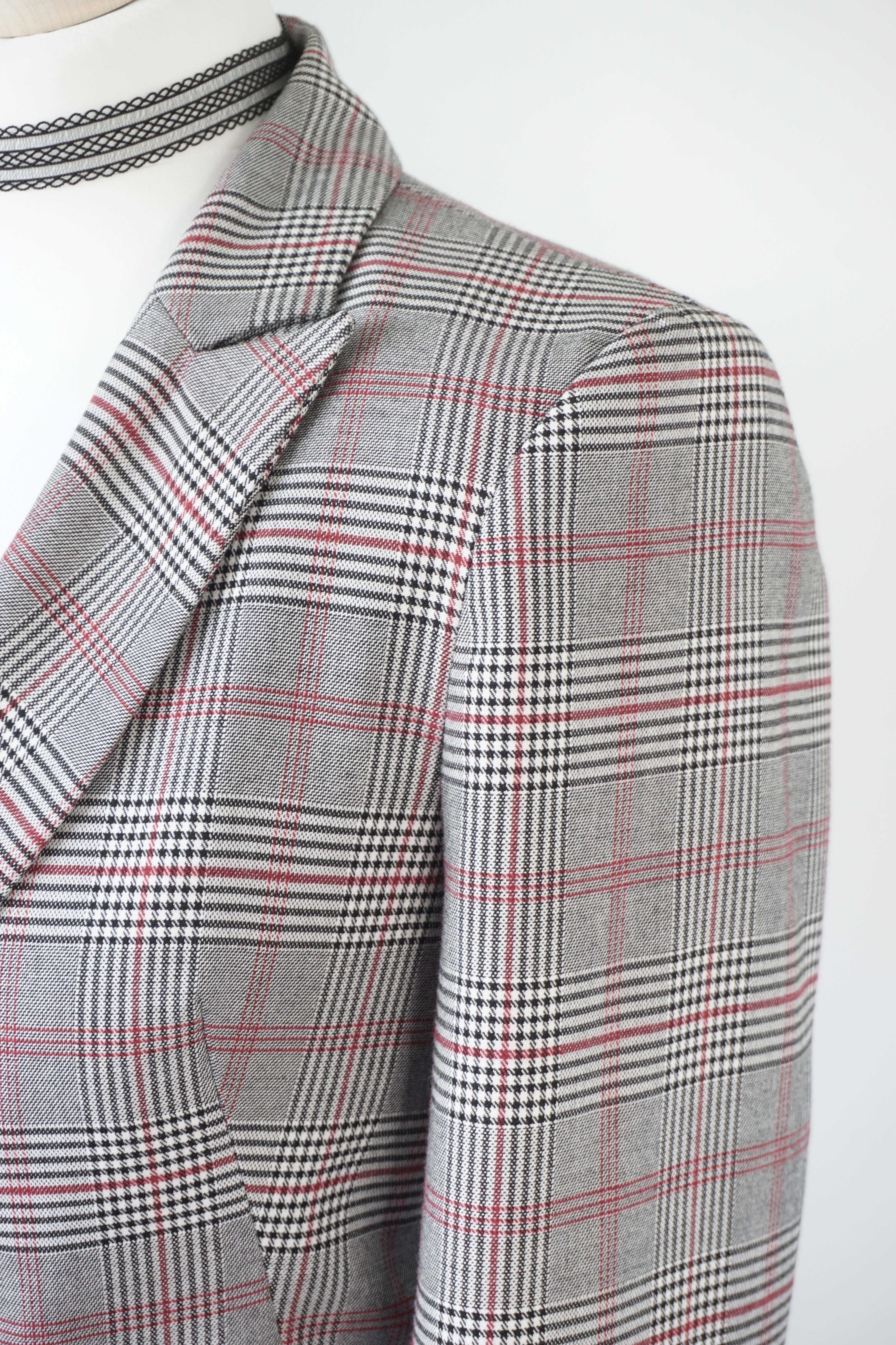 Dwurzędowa marynarka / żakiet w kratę, klasyczna elegancka XS S