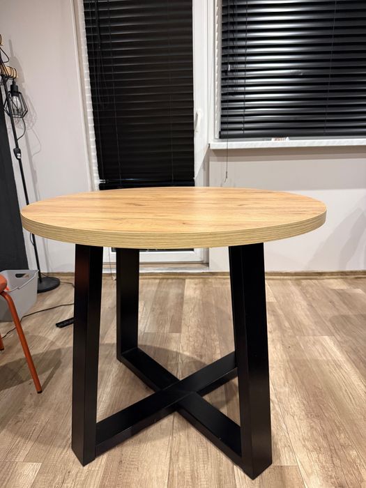 Stół okrągły 90/170 do salonu rozkładany loft dąb