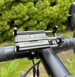 Czarno-srebrny aluminiowy uchwyt rowerowy do telefonu - 88mm - nowy